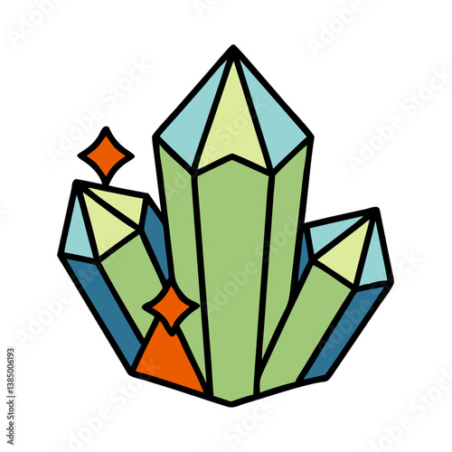 Vibrant Green Blue Crystal Cluster, Sparkling Gemstones, Magic