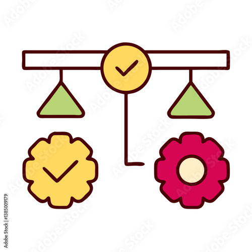 Process Optimization Balanced Workflow, Gear Efficiency, Checkmarks