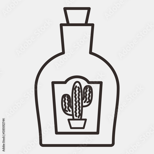Icon tequila. Day of the dead celebration elements. Icons in line style. Good for prints, posters, logo, party decoration, greeting card, etc.