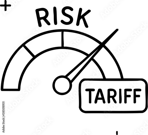 Import Tariffs trade impact concept. Risk assessment gauge with tariff indicator.