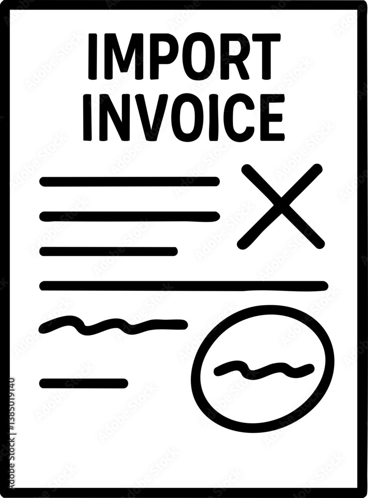Import Tariffs trade impact concept. Import invoice document with lines and symbols for data entry. Import Tariffs trade impact concept. Import invoice document with lines and symbols for data entry.