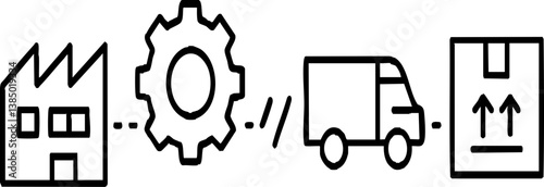 Import Tariffs trade impact concept. Logistics icons illustrating industrial processes and transport.