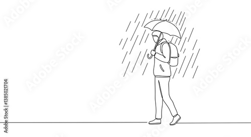 Person walking with umbrella in the rain