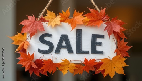 Wallpaper Mural Sale sign surrounded by autumn leaves on a blurred background   Torontodigital.ca