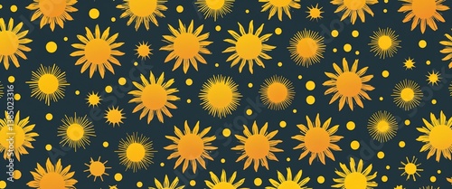 Wallpaper Mural Yellow stylized sunbursts scattered digital art pattern abstract design illustration background Torontodigital.ca