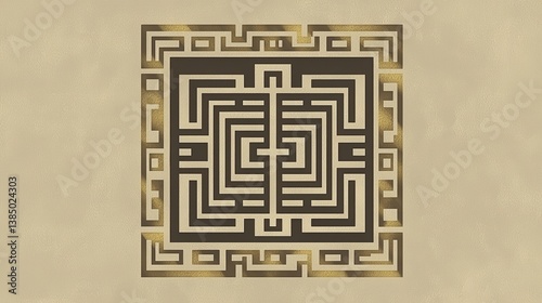 Intricate Geometric Maze Design on Subtle Textured Background for Artistic and Creative Uses