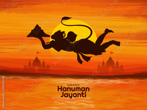 Beautiful Happy Hanuman Jayanti Indian festival celebration card