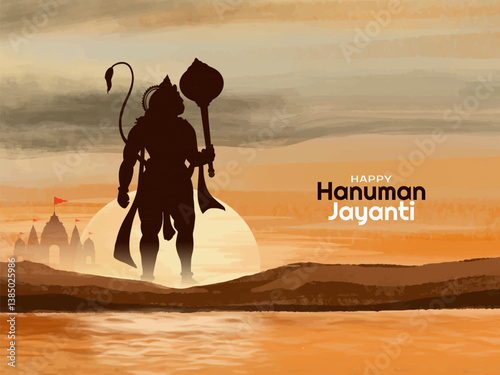 Indian festival traditional Happy Hanuman Jayanti greeting card