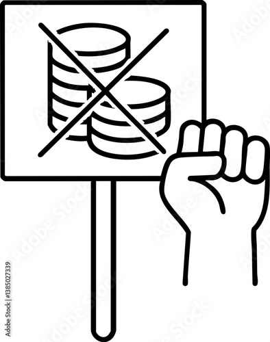 Import Tariffs policy impact concept. Protest sign against money or wealth inequality.