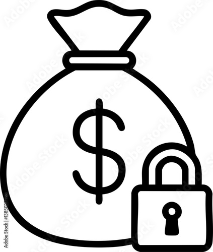 Import Tariffs policy impact concept. Bag of money with a padlock symbolizing financial security.