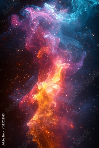 A pulsating nebula of iridescent mist and radiant color waves, seamless organic gradients melting into surreal cosmic light trails, creating a celestial dreamscape