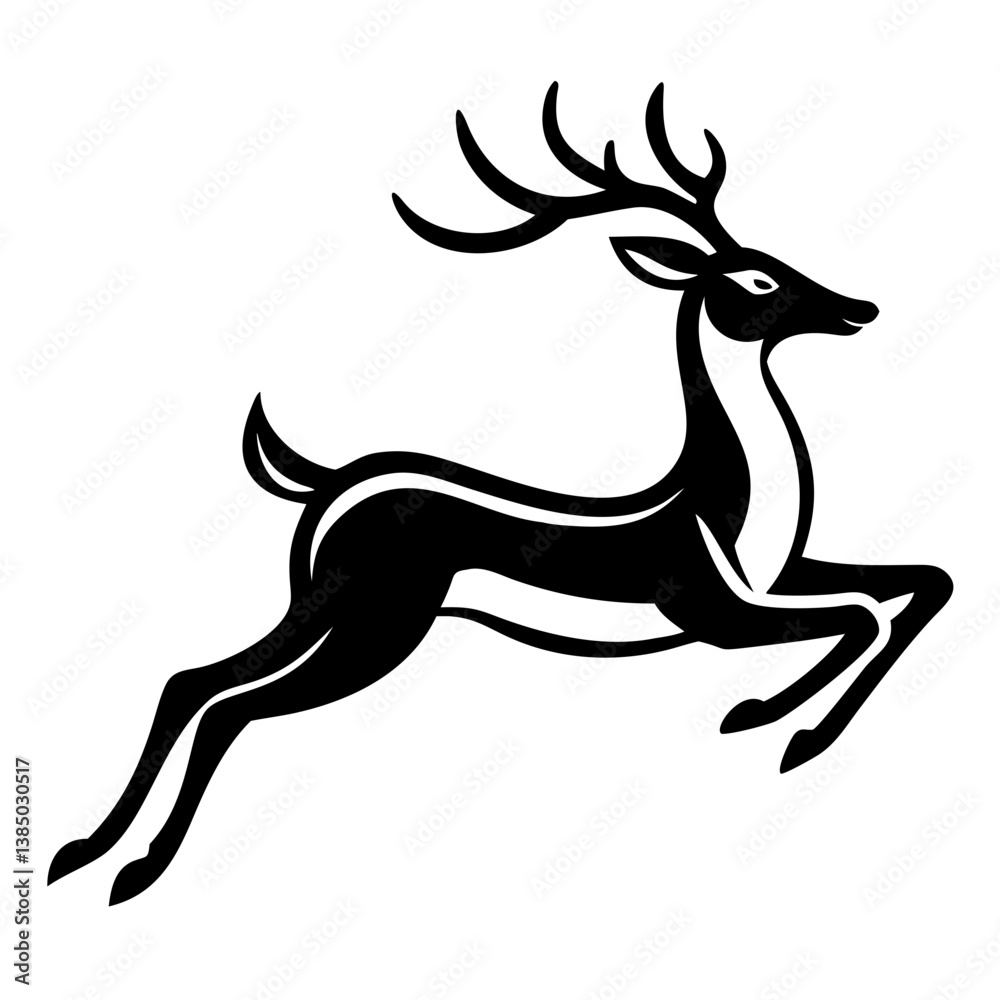 Fototapeta premium A deer flying with silhouette vector background