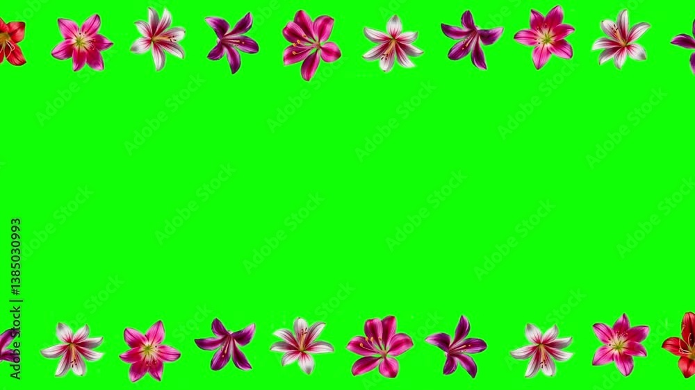 Alstroemeria flowers decorative frame motion graphics with green screen background Alstroemeria flowers decorative frame motion graphics with green screen background