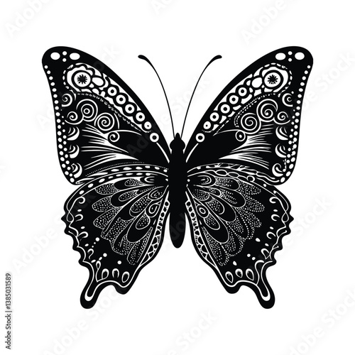 Beautiful butterfly vector illustration isolated on white, a lovely nature design element with delicate wings