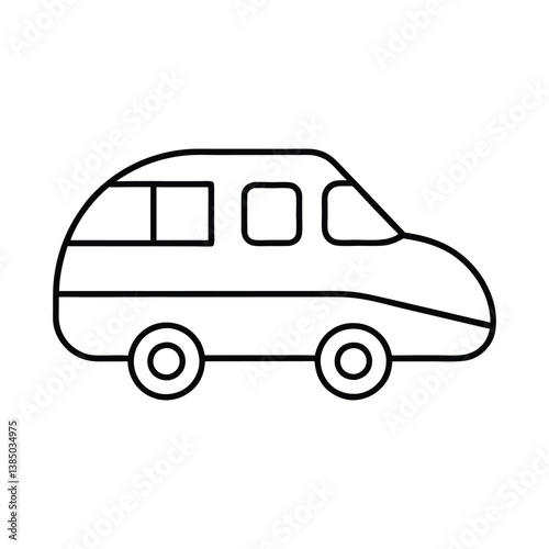 Car vector illustration, black and white outline Vector Illustration, children's coloring book style