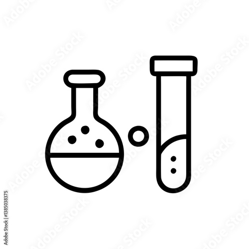 Chemical test tube pictogram icons set. Chemical lab equipment isolated on white. Experiment flasks for science experiment. 
