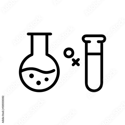 Chemical test tube pictogram icons set. Chemical lab equipment isolated on white. Experiment flasks for science experiment. 
