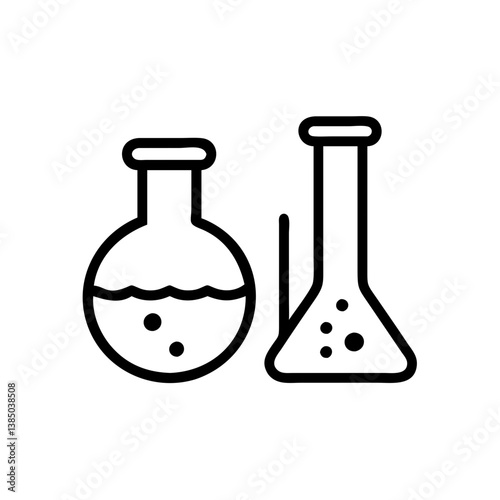 Chemical test tube pictogram icons set. Chemical lab equipment isolated on white. Experiment flasks for science experiment. 
