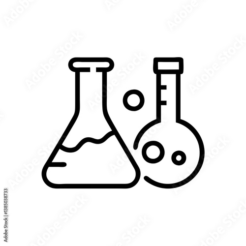 Chemical test tube pictogram icons set. Chemical lab equipment isolated on white. Experiment flasks for science experiment. 

