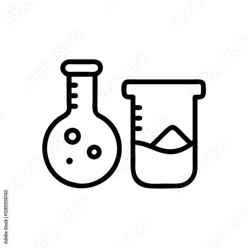 Chemical test tube pictogram icons set. Chemical lab equipment isolated on white. Experiment flasks for science experiment. 
