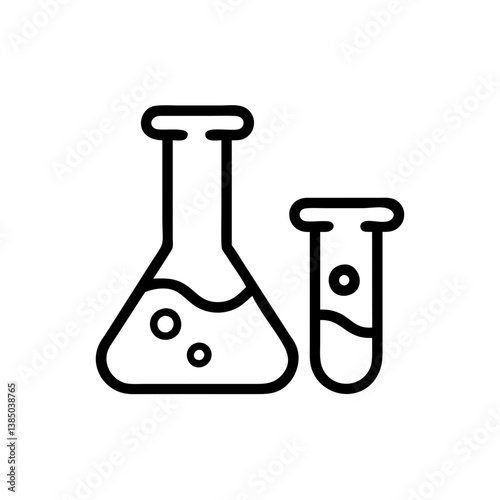Chemical test tube pictogram icons set. Chemical lab equipment isolated on white. Experiment flasks for science experiment. 

