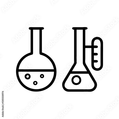 Chemical test tube pictogram icons set. Chemical lab equipment isolated on white. Experiment flasks for science experiment. 
