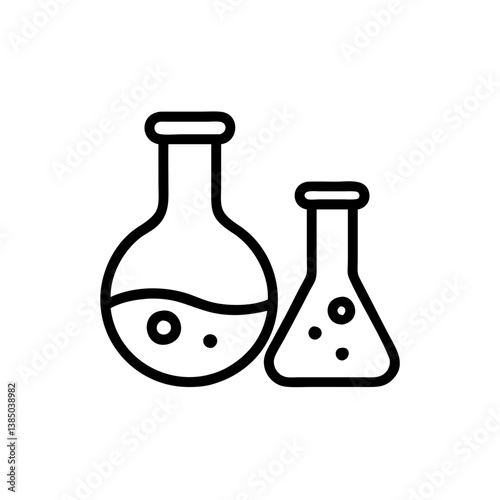 Chemical test tube pictogram icons set. Chemical lab equipment isolated on white. Experiment flasks for science experiment. 
