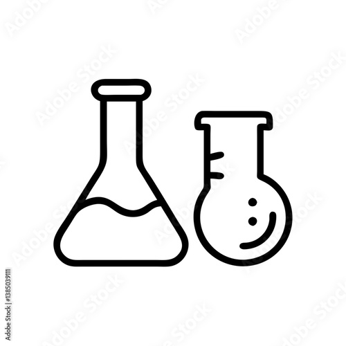 Chemical test tube pictogram icons set. Chemical lab equipment isolated on white. Experiment flasks for science experiment. 
