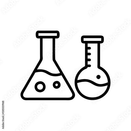 Chemical test tube pictogram icons set. Chemical lab equipment isolated on white. Experiment flasks for science experiment. 
