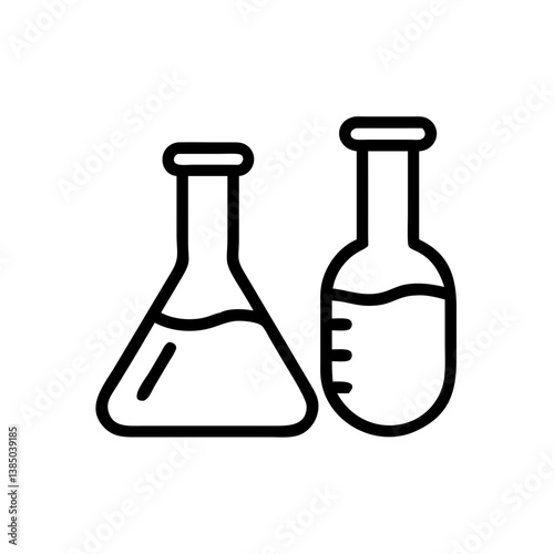 Chemical test tube pictogram icons set. Chemical lab equipment isolated on white. Experiment flasks for science experiment. 
