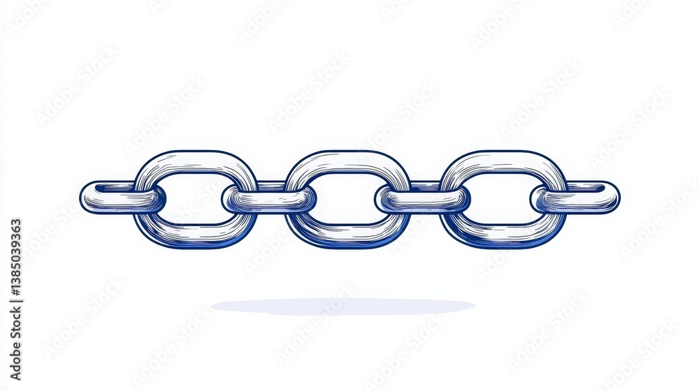 Blue Hand-Drawn Chain Illustration on White Background for Creative Projects and Designs Blue Hand-Drawn Chain Illustration on White Background for Creative Projects and Designs