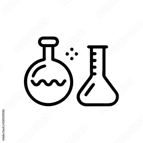 Chemical test tube pictogram icons set. Chemical lab equipment isolated on white. Experiment flasks for science experiment. 
