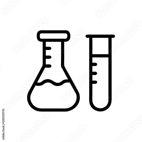 Chemical test tube pictogram icons set. Chemical lab equipment isolated on white. Experiment flasks for science experiment. 
