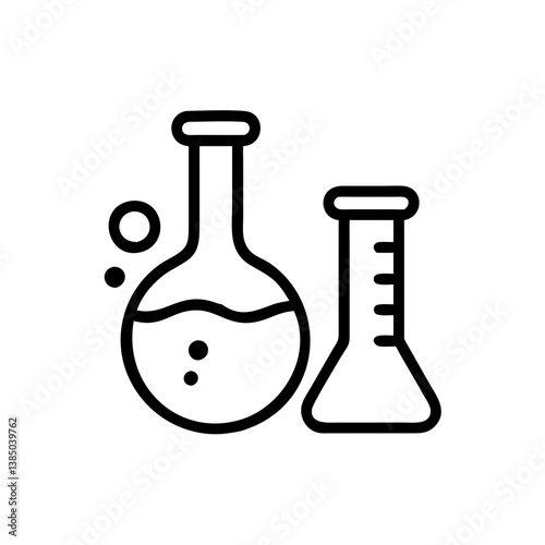 Chemical test tube pictogram icons set. Chemical lab equipment isolated on white. Experiment flasks for science experiment. 
