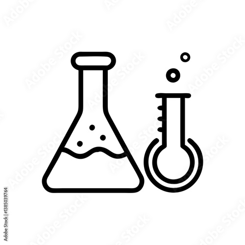 Chemical test tube pictogram icons set. Chemical lab equipment isolated on white. Experiment flasks for science experiment. 
