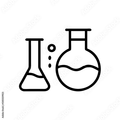 Chemical test tube pictogram icons set. Chemical lab equipment isolated on white. Experiment flasks for science experiment. 
