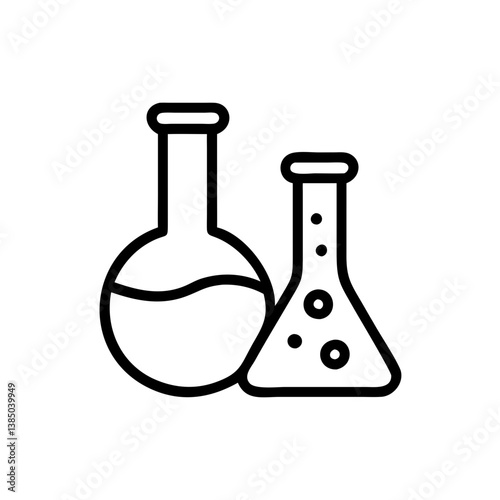 Chemical test tube pictogram icons set. Chemical lab equipment isolated on white. Experiment flasks for science experiment. 
