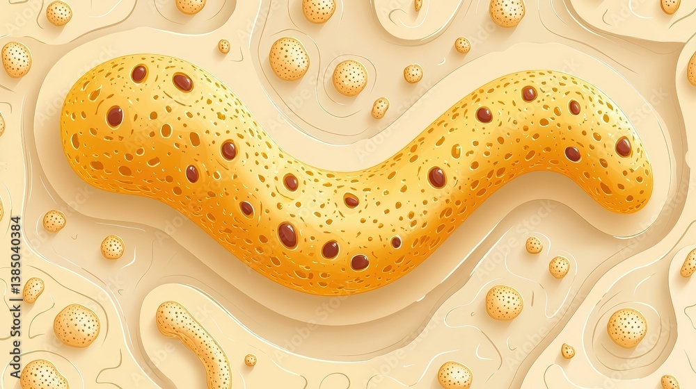 Abstract organic forms with yellow textures and bubble patterns on a creamy background Abstract organic forms with yellow textures and bubble patterns on a creamy background