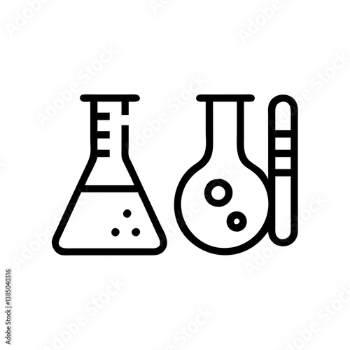 Chemical test tube pictogram icons set.  equipment isolated on white. Experiment flasks for science experiment. chemical lab equipment isolated icons on white background: flask, test tube
