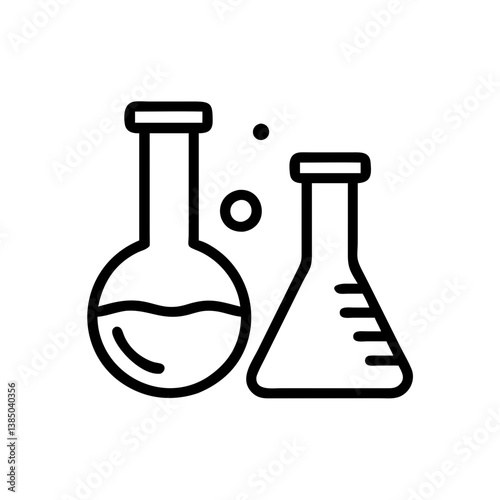 Chemical test tube pictogram icons set.  equipment isolated on white. Experiment flasks for science experiment. chemical lab equipment isolated icons on white background: flask, test tube
