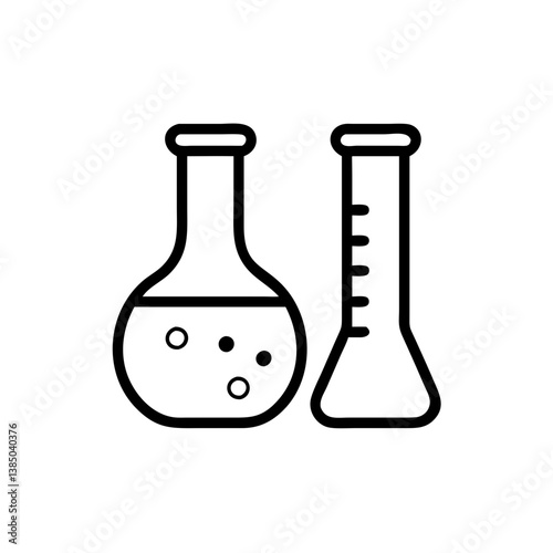 Chemical test tube pictogram icons set.  equipment isolated on white. Experiment flasks for science experiment. chemical lab equipment isolated icons on white background: flask, test tube

