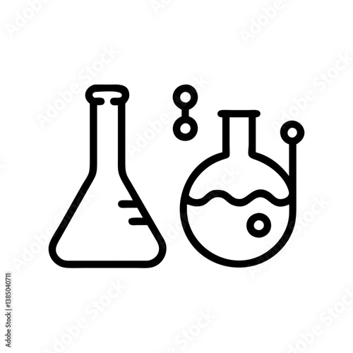 Chemical test tube pictogram icons set.  equipment isolated on white. Experiment flasks for science experiment. chemical lab equipment isolated icons on white background: flask, test tube
