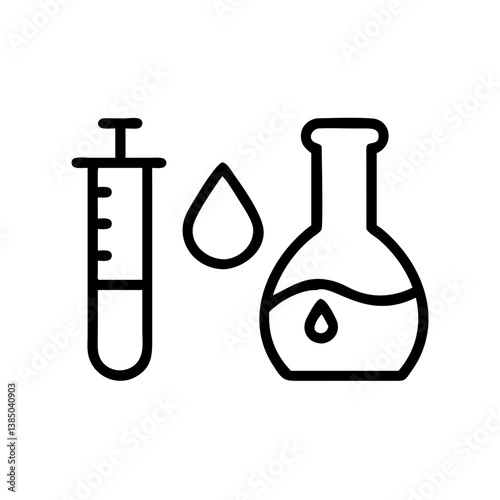 Chemical test tube pictogram icons set.  equipment isolated on white. Experiment flasks for science experiment. chemical lab equipment isolated icons on white background: flask, test tube
