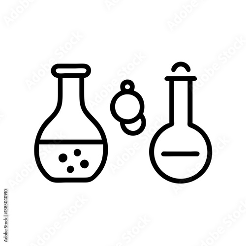 Chemical test tube pictogram icons set.  equipment isolated on white. Experiment flasks for science experiment. chemical lab equipment isolated icons on white background: flask, test tube
