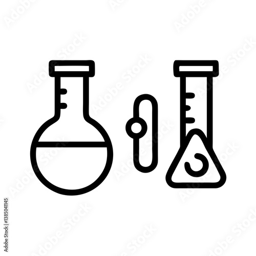 Chemical test tube pictogram icons set.  equipment isolated on white. Experiment flasks for science experiment. chemical lab equipment isolated icons on white background: flask, test tube
