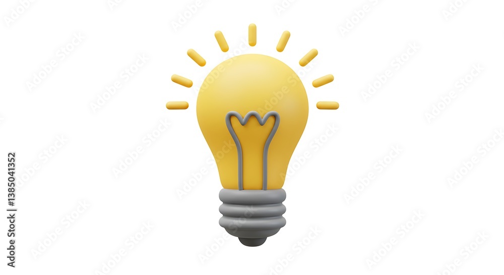 Bright Yellow Lightbulb Idea 3d Render Illustration Bright Yellow Lightbulb Idea 3d Render Illustration