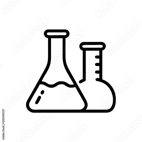 Chemical test tube pictogram icons set. Chemical lab equipment isolated on white. Experiment flasks for science experiment. 
