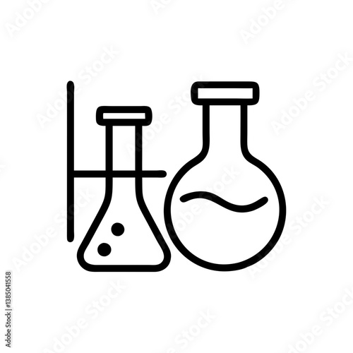 Chemical test tube pictogram icons set.  equipment isolated on white. Experiment flasks for science experiment. chemical lab equipment isolated icons on white background: flask, test tube

