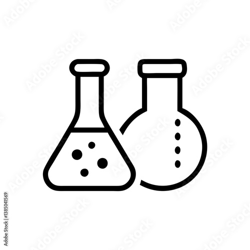 Chemical test tube pictogram icons set.  equipment isolated on white. Experiment flasks for science experiment. chemical lab equipment isolated icons on white background: flask, test tube
