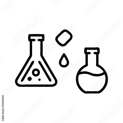 Chemical test tube pictogram icons set. Chemical lab equipment isolated on white. Experiment flasks for science experiment. 
